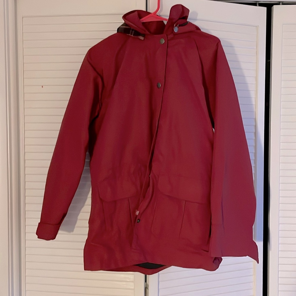 WOOLRICH Flannel Lined Hooded Parka Coat Jacket in red!!